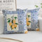 Kissenbezug 40x40cm Boho Blau Kissenbezüge Gelb Zitrone Obst mit Grüne Blätter Polyester Kissenhülle Dekokissen für Wohnzimmer Sofa Garten Terrasse Patio 2er Set