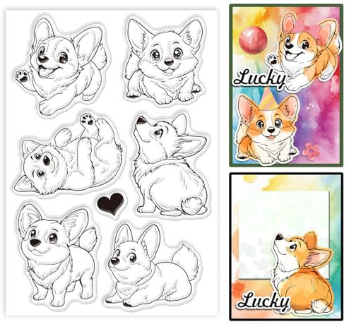 GLOBLELAND Corgi Hunde Transparente Stempel für Scrapbooking Süße Tiere Klare Stamps Haustiere Silikonstempel Für Kartengestaltung DIY Prägung Journaling