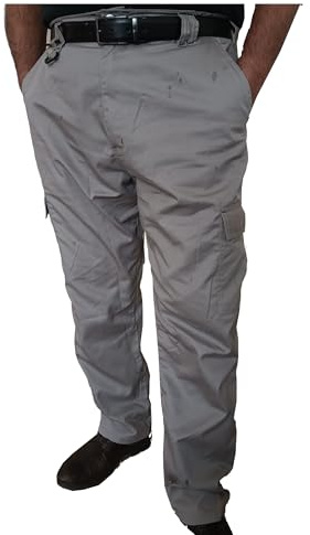 IBEX S3 PRO Men's Elasticated Waist Workwear Trousers, 6 Multi-Functional Pockets, Grey, 34 Regular