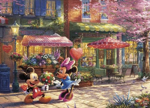 Ceaco - Thomas Kinkade - Disney - Mickey & Minnie Sweetheart Café - Puzzle with 1000 Pieces