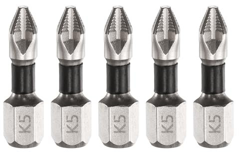 sourcing map 5pcs Impact Phillips Screwdriver Bit PH2 (#2) Anti Slip Tip 1/4 Hex Shank 1 (25mm) Long Magnetic Cross Screw Driver Industrial Power Drill Bits for Remove Fastening Screws