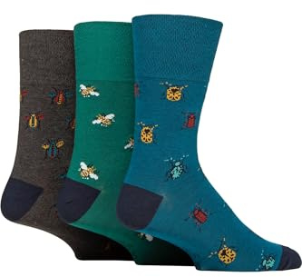 SockShop RHS Royal Horticultural Society Men's Socks - RHS x Gentle Grip Floral & Botanical Patterned, Soft Cotton Socks, Gift for Gardeners, Size 6-11 Multipack of 3 Pairs