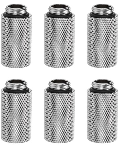 sourcing map Lot de 6 adaptateurs de refroidissement à eau G1/4, filetage mâle vers femelle, longueur de colonne de 3 cm, mini raccord de compression en cuivre avec joint torique pour système de