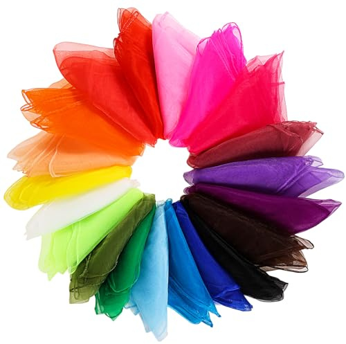 OOTSR 20 PCS Foulard Jonglage ColoréS 70 X 70 CM, Foulards ColoréS pour La Maternelle, Les ActivitéS pour Adultes, Accessoires de DéCoration, Foulards de Danse, ActivitéS Sensorielles, Cirque