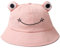 Chapeau bob grenouille mignon en coton à large bord chapeau de soleil pêcheur pour adultes femmes filles, rose, taille unqiue-L