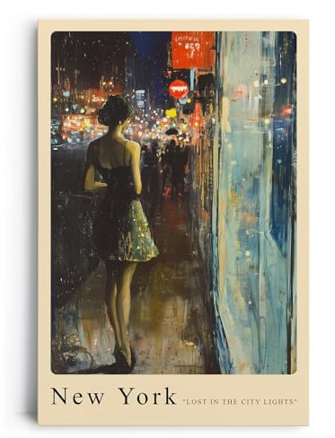 Paul Sinus Leinwandbild 60x90cm Leinwandbild New York City Nachtleben urbane Eleganz moderne Kunst geheimnisvolle Atmosphäre Lichter der Stadt