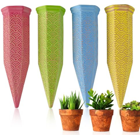 MKNZOME Sistema de Riego Automatico Macetas, 4 Piezas Riego por Goteo Botella Set Autorriego Kit Riego Plantas Vacaciones para Jardín Terraza Invernadero Flores Plantas Interior Exterior