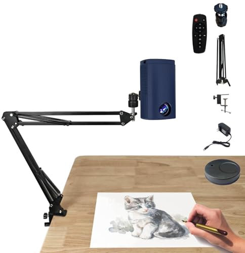 Art Projection Lamp, Portable Drawing Projector Drawing Sketching Tool, Waterproof Tracing Board Sketching, Tracing Board DIY Sketch Painting Table Desk Tools, Projection Plotter (UK Rule) (Blue)