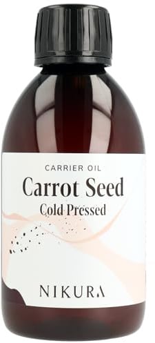 Nikura Carrot Seed Oil (Cold Pressed) - 250ml | for Skin, Hair, Body, Face | Moisturising Carrier Oil | Vegan & UK Made | BPA Free