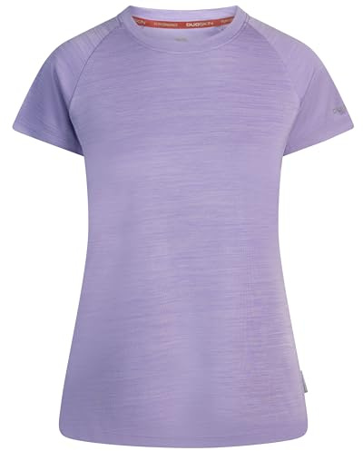 Trespass Womens Active Top Vickland - Quick Dry, Short Sleeves, Round Neck, Logo on Back, Duoskin Print on Sleeve, 100% Polyester