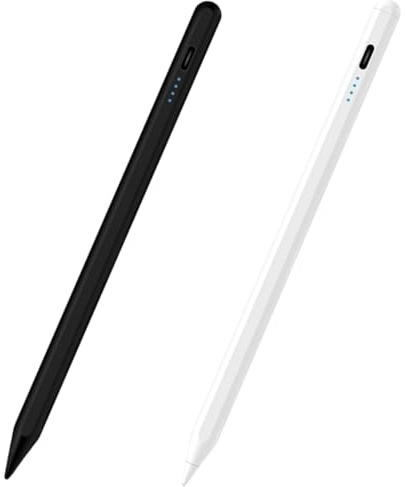 Universal Capacitive Stylus Pen for Samsung Galaxy Tab A7/A8/A9/A9 Plus/A11/iPad iPhone- Android/iOS/Windows Compatible Writing/Drawing Tool, Pressure Sensitivity, Replaceable Tips (Black+White)