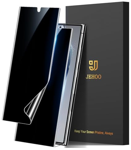 JEHOO para Samsung Galaxy S24 Ultra TPU Protector Pantalla de Privacidad | 2 Piezas, Compatible con Desbloqueo de Huellas Dactilares, Antiespía, Autorreparable, Resistente a Arañazos, Película de TPU