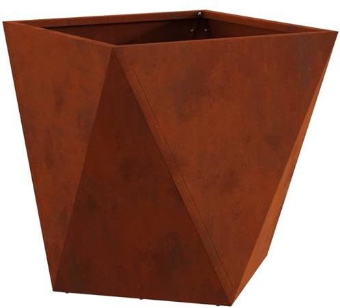 Fisinber Pot de fleurs rouillé - 50 x 50 x 50 cm - Pot de fleurs carré en acier résistant aux intempéries pour jardin et terrasse - Jardinière robuste en métal pour l'extérieur