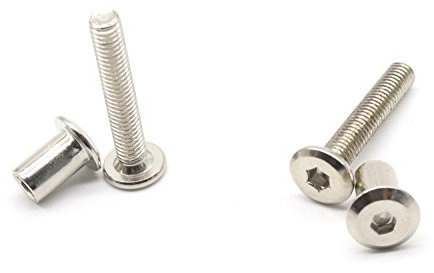 binifiMux 10-Pack M6-1.0 x 35mm Rivet Countersunk Hex Head Socket Cap Bolt and Barrel Nut for Furniture