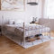 Vida Designs Paris Double Bed, 4ft6 Bed Frame Metal Headboard High Foot End Bedroom Furniture, White