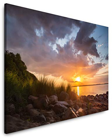 Paul Sinus Art Landschaft an der Ostsee 150 x 100 cm Inspirierende Fotokunst in Museums-Qualität für Ihr Zuhause als Wandbild auf Leinwand in XXL Format