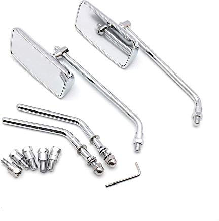 Motorrad Universal Chrom Rechteckige Seitenspiegel für Suzuki Honda Kawasaki Cruiser Chopper