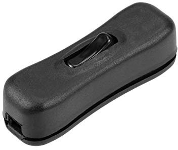 sourcing map Inline Schnurschalter AC 250V 2A SPST Lampenlicht Wippschalter Schwarz