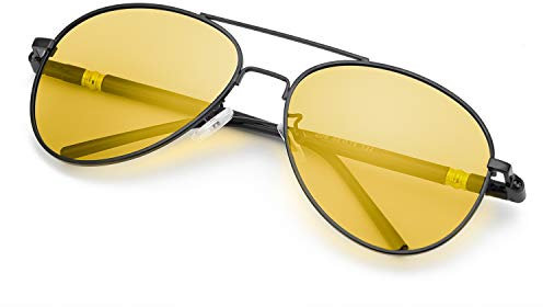 SODQW Nachtfahrbrille Gelbe Linse Anti-Glanz, Polarisiert Fahren Brillen, Nachtsichtbrille Autofahren mit UV400 Schutz