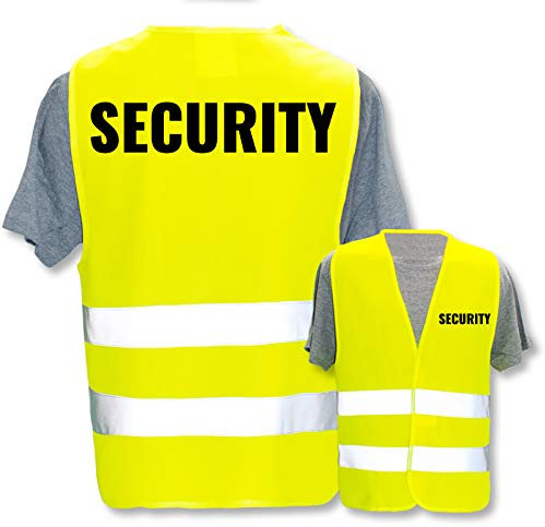 PixiPrints.com: Bedruckte Warnwesten mit ISO-Leuchtstreifen, Thema Sicherheit & Team, Gelb (M/L)