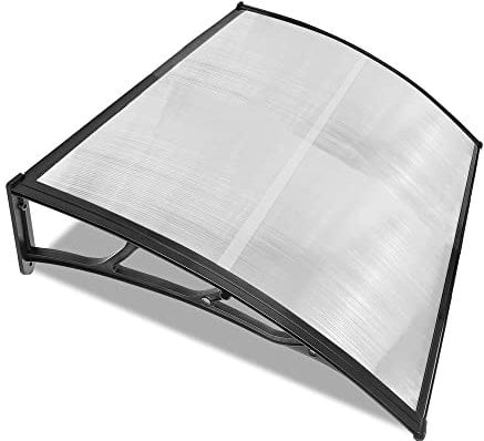 Door Canopy Outdoor 120x80cm Black, Awning Canopy Rain Shelter Window Roof Cover for Front & Back Door Porch Canopy Rain Protector Polycarbonate Roofing Sheets Door Canopies Awning Patio For Outside