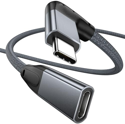 UseBean Cable extensión USB C ángulo Recto 1.8M, 90 Grados Vídeo 4K@60Hz Gen2 10 Gbps USB-C 3.1 Macho a Hembra, Carga Rápida 100W, para MacBook Pro/Air,iPad Pro,Nintendo Switch, Steam Deck