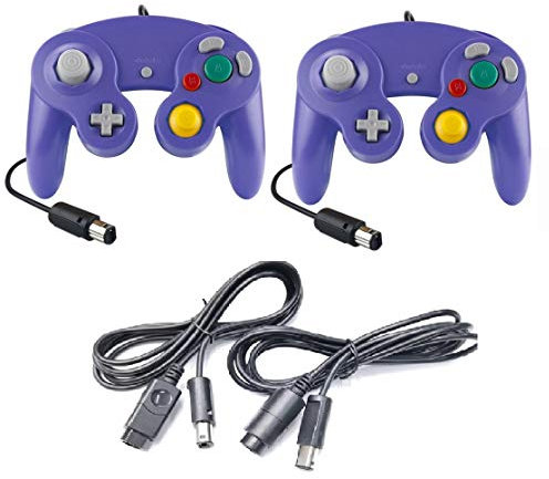 DARLINGTON & Sohns 2 Stück Controller Purple + Verlängerungskabel für Nintendo Game Cube Controller Violett Lila GC Verlängerung Extansion Nintendo Wii Cable