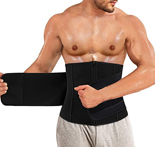 Gotoly Herren Gewichtsverlust Gürtel Fettverbrennung Bauchweggürtel Sport Fitnessgürtel Body Shaper Abnehmen Schwitzgürtel Verstellbarer Neopren Sauna Taille Trimmer Mit Klettverschluss (Schwarz, M)