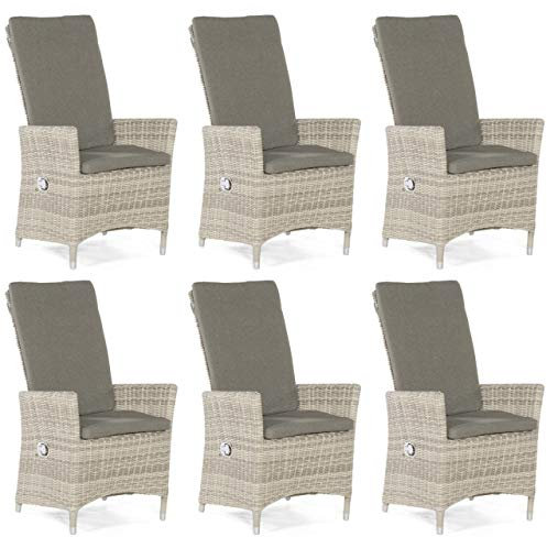 Sonnenpartner 6er-Set Garten-Sessel Solares Aluminium mit Polyrattan White-Coral Gartenstuhl Hochlehner