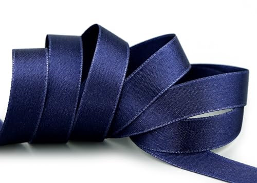 finemark 3 m x 15 mm Satinband DUNKELBLAU (624) doppelseitiges Schleifenband aus Satin ohne Draht weich und glänzend Geschenkband Deko Band Double face Dekoband Dekorieren Basteln