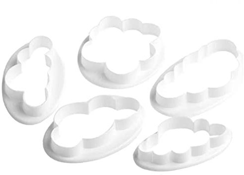 5pcs / Set Ausstechformenset Wolke Form 3D Printed Fondant Ausstecher-biskuit-Form Für Kuchen, Der Werkzeuge Weiß
