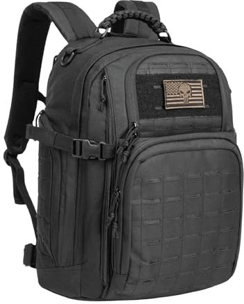 TRAILKICKER Tactical Laptop Backpack Military Backpack for Men Black Tactical Bag Backpack, Tac0005blak01, L, Daypack Backpacks