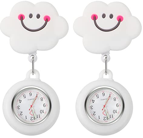 iplusmile Armbanduhr Einziehbare - Niedliche Schwesternuhr - Tragbar mit Glow Pointer und Clip Ansteckuhr Fob für Mädchen 2 Pcs
