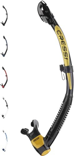 Cressi Itaca Ultra Snorkel, Aereatore Dry per Immersione Apnea e Snorkeling Unisex Adulto, Nero/Dorato, Nero/Oro