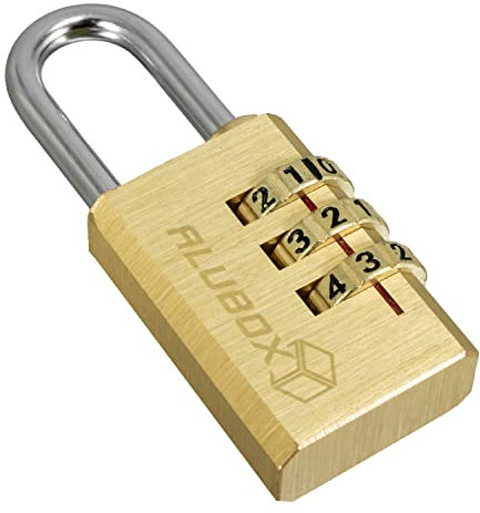 alubox Vorhängeschloss Messing Zahlenschloss mit 3 Ziffern Bügel 4,5mm Stahl