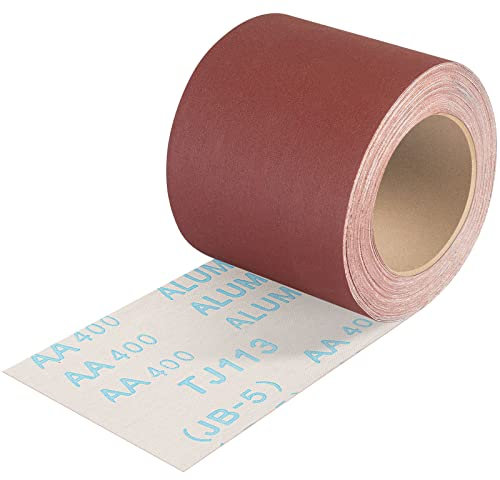 Shineboc Schleifpapier Rolle Körnung 400, 93 mm x 10 m Schleifleinen Rolle für Handschleifer zum Holz Metall