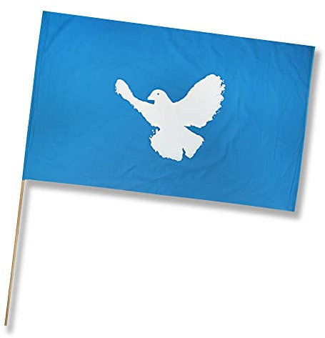 Fan-O-Menal Stockfahne - Friedenstaube - Gr. ca. 45x29cm - 07965 - Flagge mit Holzstock