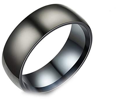 Damen Herren Schwarze Titanringe Einfacher gravierter Ring Ehering