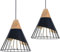 MAXDUYU 2 Stück Schwarz Vintage Pendelleuchte Moderne Holz Metall Industrielle Deckenleuchten Pendelleuchtenschirme E27 Innenleuchten für Esszimmer Küche