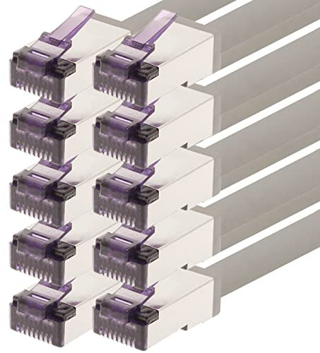 1aTTack.de - 0.25m - CAT6a Superflex Ethernet Gigabit LAN network cable RJ45 CAT6 A patch cable 10000 Mbit s SFTP PIMF 500 MHz compatible with CAT6 CAT5 - gray - 10 pieces