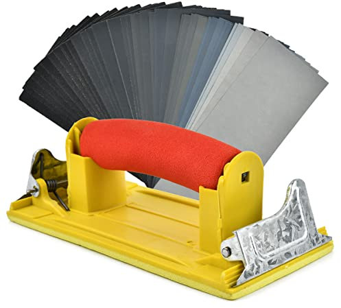 BATINO 48-Sheets Sandpaper, Sandpaper with Hand Sanding Block, 120 to 7000 Assorted Grit Wet and Dry Waterproof Sandpaper for Wood Furniture Finishing, Metal Sanding and Automotive Polishing