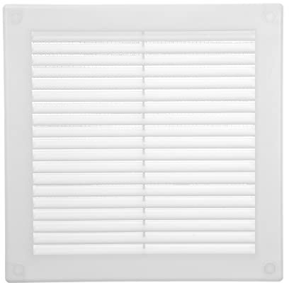 Vent Systems 150 x 150 mm / 6'' x 6'' Inch White Soffit Vent Cover - Flat Square Air Vent Louver - Grille Cover - Built-in Insect Screen - HVAC Vents for Bathroom, Home Office, Kitchen