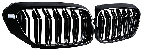 QLASIC Auto Kühlergrill Für B&MW 5er M5 G30 G31 520i 530i 540i ABS 2-Lamellen glänzend schwarz Frontnierengitter Frontstoßstangengrill