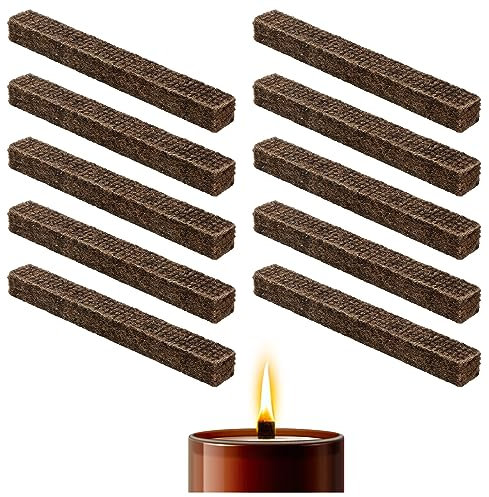 Crazyfly 10 Stück Dauerdocht für Wachsfresser, Dauerdocht Kerzendocht Dicke Outdoor Schmelzfeuers für Betonfeuer Kerzenreste Outdoor Kerzenrestefresser Dauerdocht (10 * 10 * 90mm)