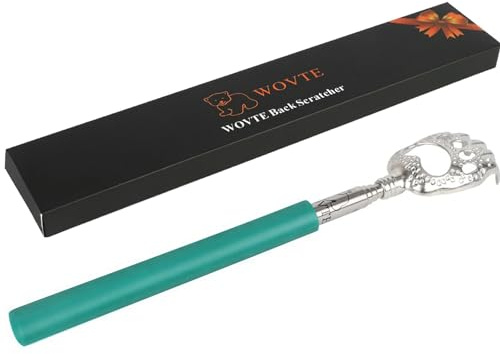 Back Scratcher, WOVTE Bear Claw Telescopic Back Scratcher Portable Extendable Stainless Steel Back Massager for Adults Stocking Fillers for Men Women Itch Relief(Green)