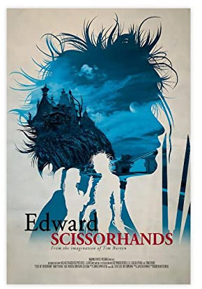 ZAPORA Filmposter mit Tim Burton Edward mit den Scherenhänden, Leinwand-Poster, Schlafzimmer, Dekoration, Sport, Landschaft, Büro, Raumdekoration, Geschenk, ungerahmt, 40 x 60 cm