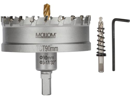 Mollom (90mm | 3-17/32'') Seghe a tazza in carburo pesante con 2 punte pilota, taglia acciaio inossidabile, acciaio dolce, ferro, rame, ottone, plastica