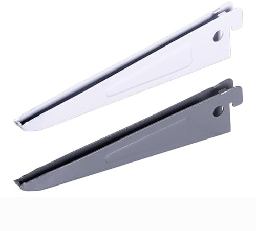 BOOMET Regalträger für Wandschienen 2-reihig · Weiß 17cm 2 Stück · 2 Farben · Regalbodenträger aus Stahl · Regalwinkel/Wandregal · Regalsystem · pulverbeschichtet