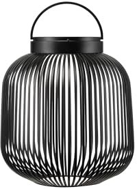 blomus LED Laterne LITO | Mobile Akku Outdoor Leuchte aus hochwertigem Eisen | Farbe Schwarz | Größe M | 28L x 28B x 30H cm | 3 Lichtfarben | Dimmbar per Touch | Spritzwassergeschützt IP54