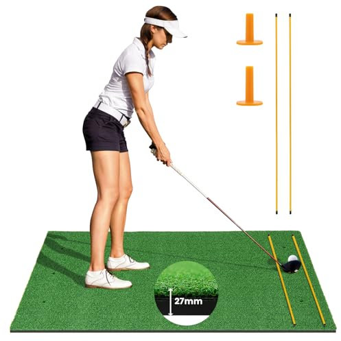 GOPLUS Tapis de Frappe de Golf 152x92cm, Tapis de Gazon Synthétique de pour l'Entraînement en Intérieur et en Extérieur, Aides à l'Entraînement Au Jeu de Golf,